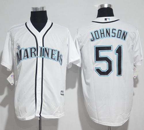Mariners #51 Randy Johnson White New Cool Base Stitched MLB Jersey - Click Image to Close